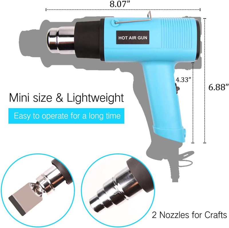 LDK Heat Gun 1200W 140℉~932℉ (60℃-500℃) Heavy Duty Hot Air Gun Kit Variable Temperature Control with 2 Temperature Settings 2 Nozzles for Crafts, Shrink Wrapping, Candle Making, Epoxy Resin - Image 5